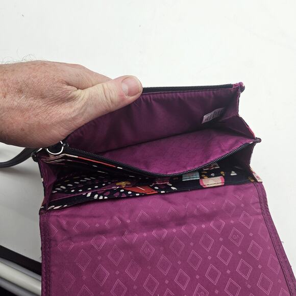 Vera Bradley Wristlet Wallet Womens Black Multicolor Paisley Quilted Zip Snap - Picture 6 of 11